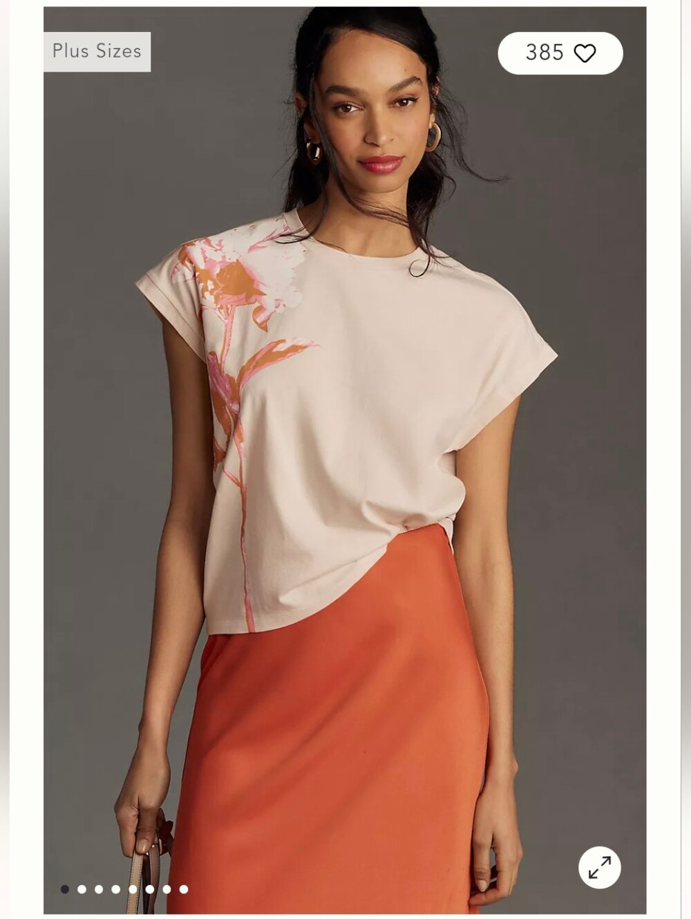 Anthropologie Floral Cap Sleeve Tee